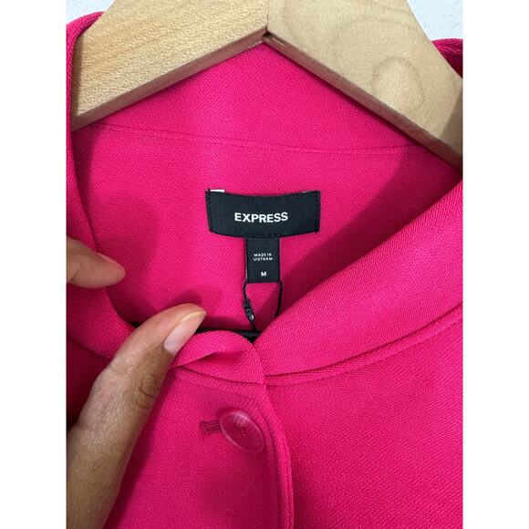Express Women’s Hot Pink Cropped Utility Jacket Size M NWT $138 - Picture 5 of 9